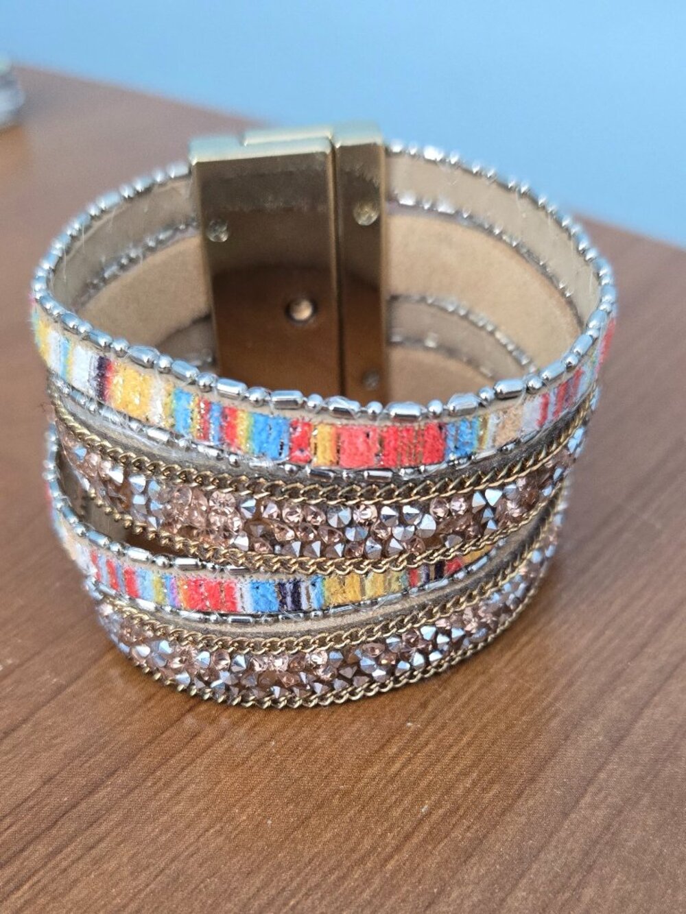 bohemian beaded bracelet Super Colorful Pink Blue Summer Metal Clasp Bracelet